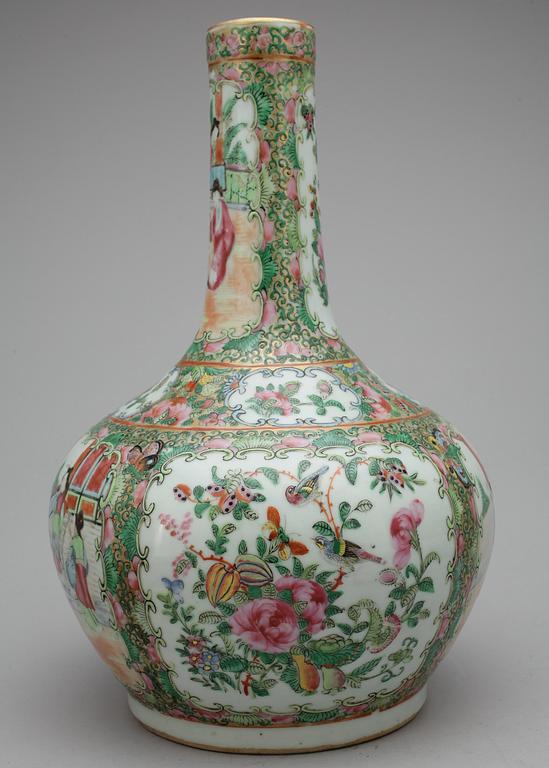 VAS / BORDSLAMPA, porslin, Qing dynastin, Kanton, 1800-tal.