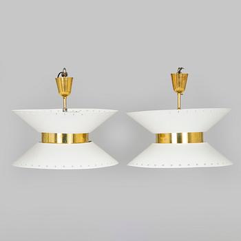 Paavo Tynell, a pair of ceiling lights, made to order, Taito, mid-20th century.