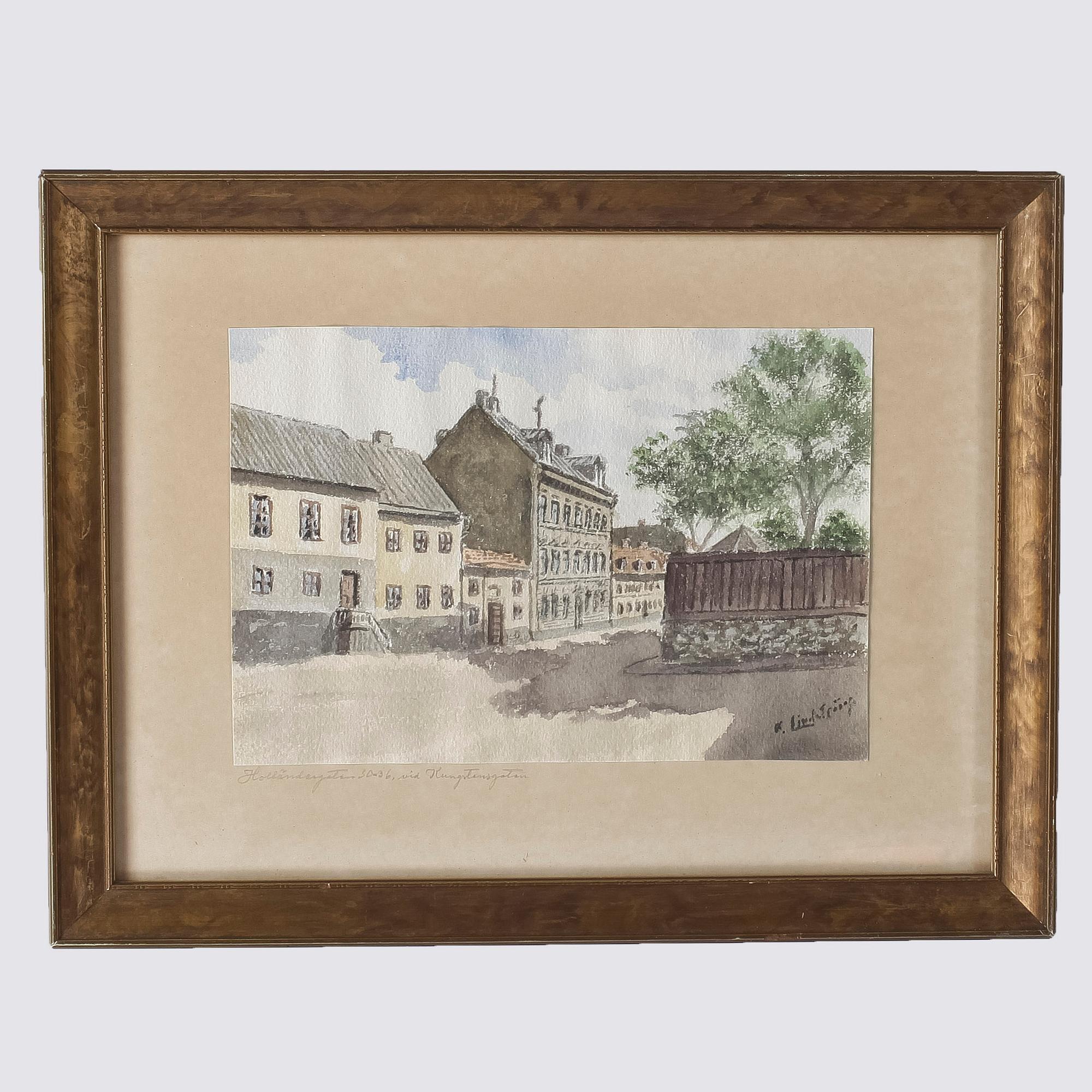 FRANS LINDSTRÖM, akvareller, 7st, Stockholmsvyer, signerade.