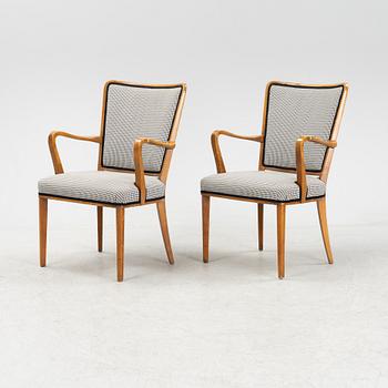 ASKI, AB Svenska Kontorsmöbelindustrier, a pair of beech armchairs, Bodafors, 1940's/50's.