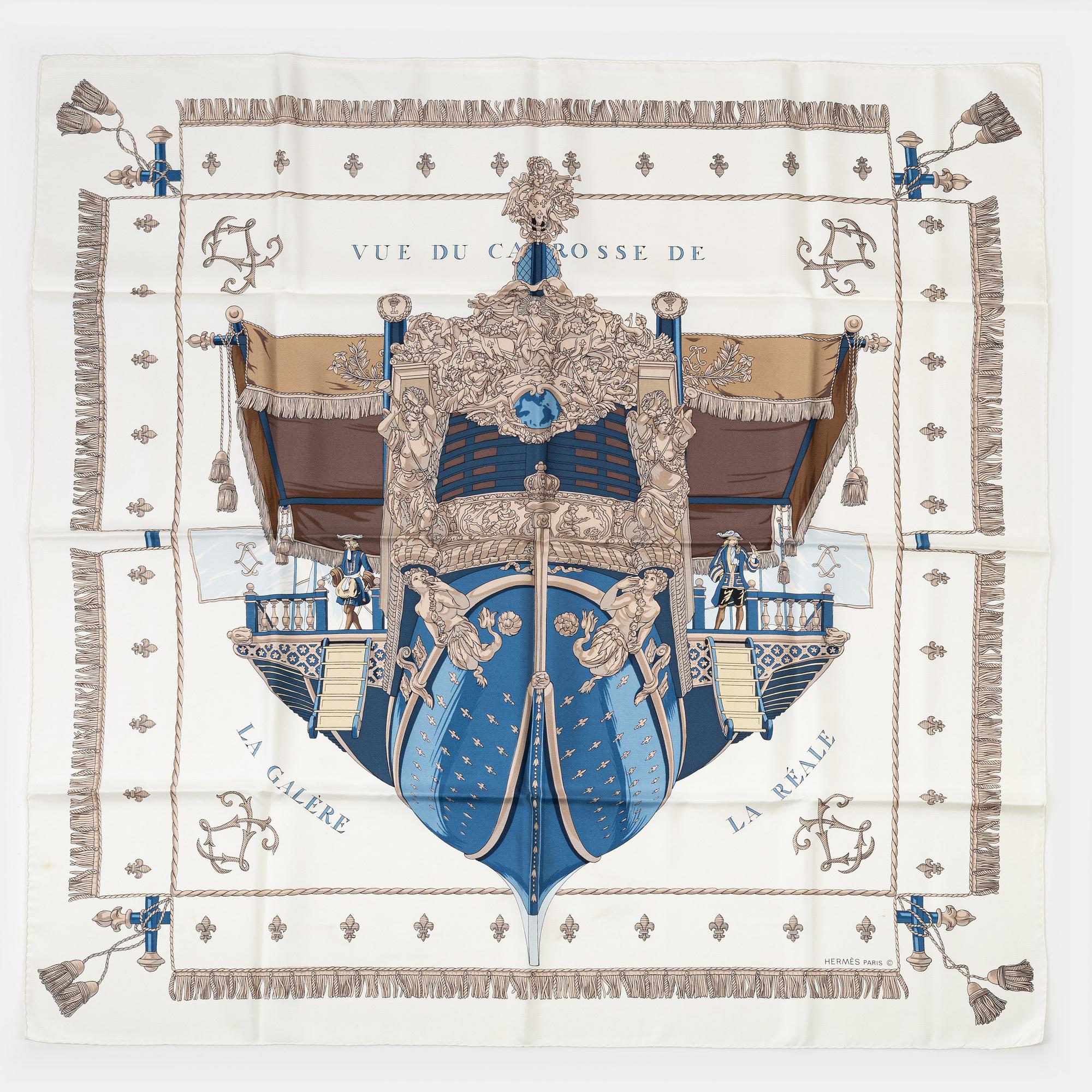 Hermès, scarf, "Vue du Carosse de la Galère La Réale".