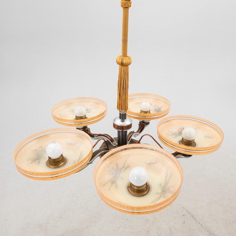 An Art deco 1940s ceiling pendant.