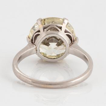 A platinum ring set with an old-cut diamond weight ca 5.50 cts quality ca O/R vs.