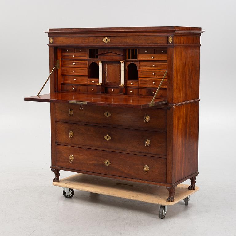 A mahogany Empire secretaire by A. Lindgren (master 1811-1829).