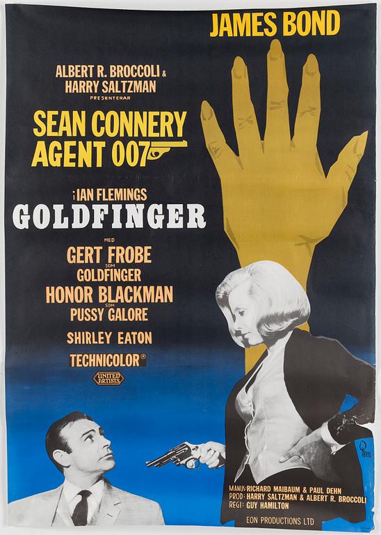 A James Bond movie poster, offset, 'Godfinger', United Artists, 1964.