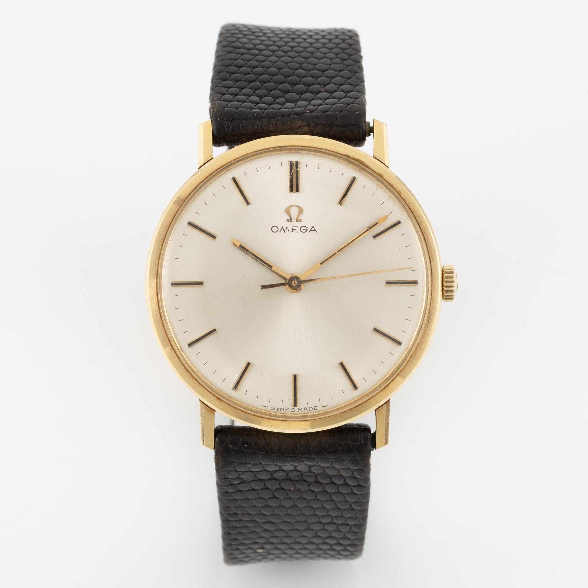 Omega, wristwatch, 14K gold, 33 mm.
