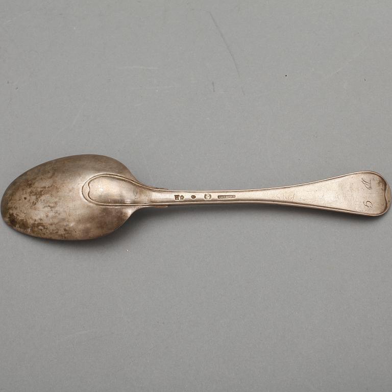 MATSKEDAR, 5 st, silver, bla Lars Boye och Petter Eneroth, Stockholm, 1700-tal. Tot ca 286 gram.