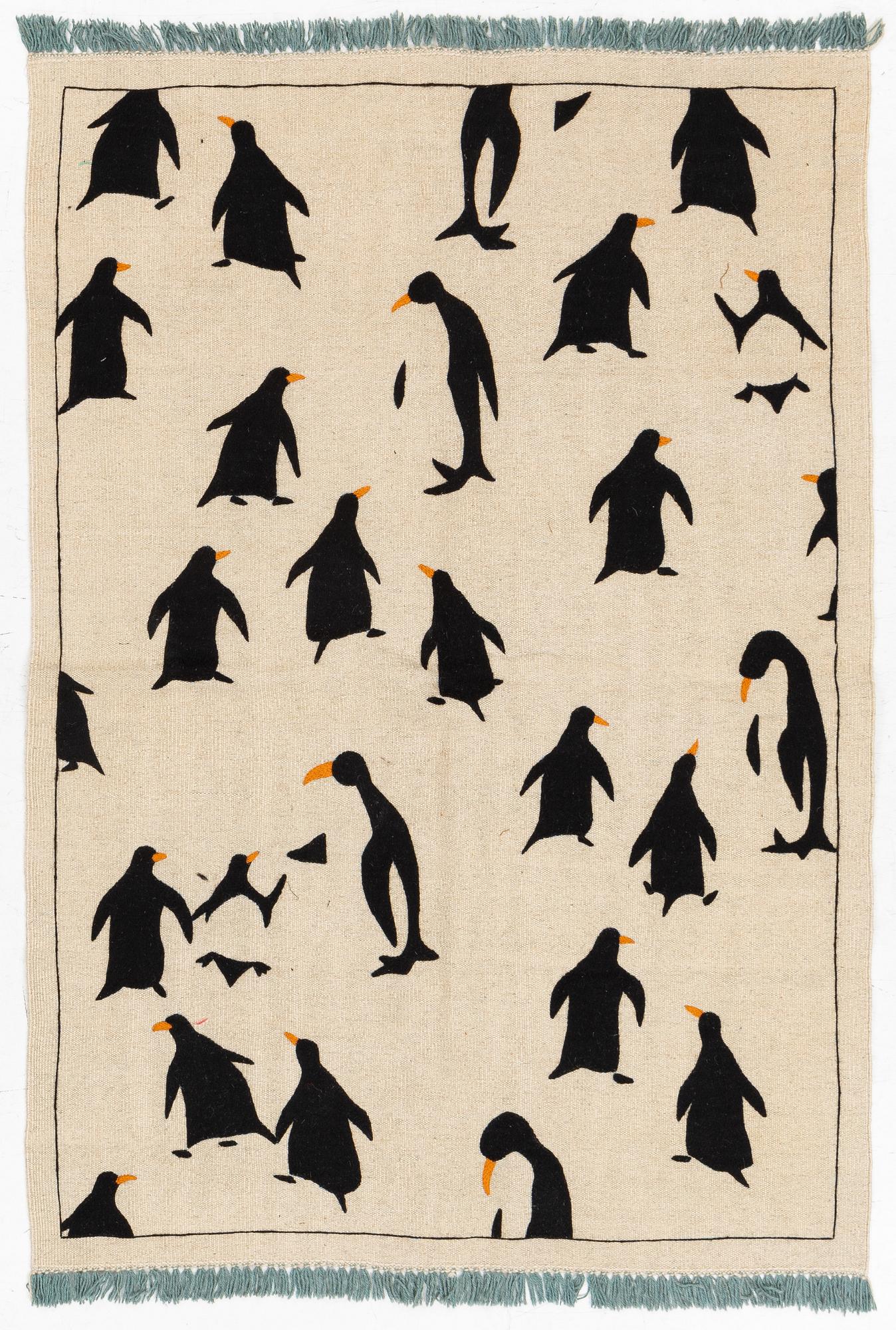 Rug, hand-embroidered Kelim, approx. 173 x 124 cm.