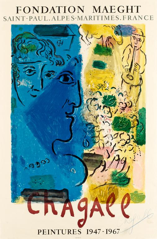Marc Chagall, "Affiche d'exposition" (Profile bleue).