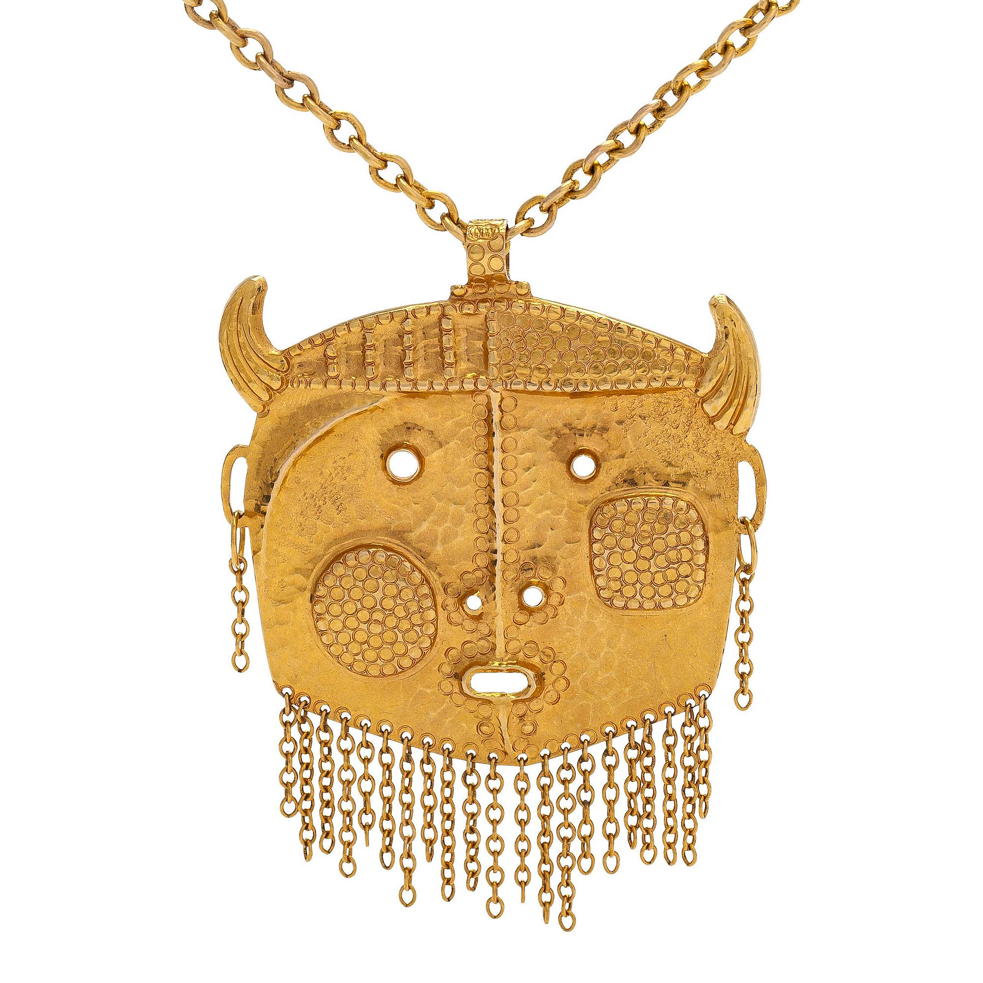 Tapio Wirkkala, halsband/hänge "Djävulens huvud", 14K guld, Westerback, Helsingfors 1969.