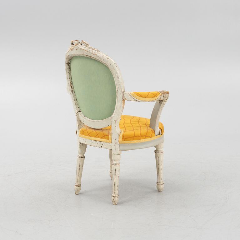 A Danish Louis XVI open armchair, late 18th century.