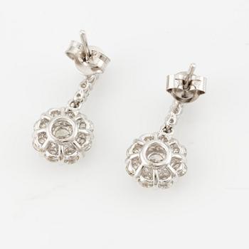 Earrings, a pair, 18K white gold with brilliant-cut diamonds.