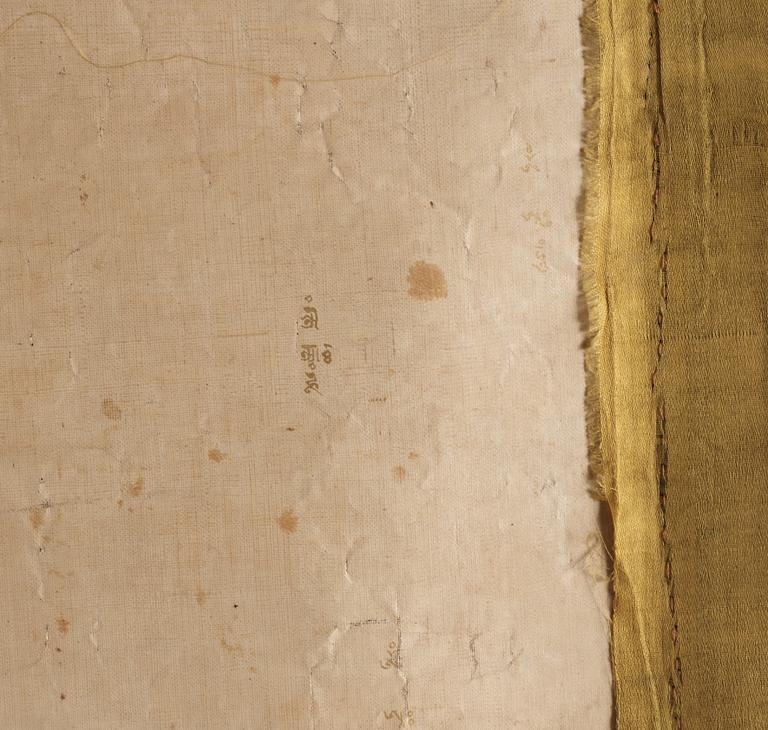 THANGKA. Tibet, troligen 1800-tal. Shakyamuni med lärjeungar och lamor.