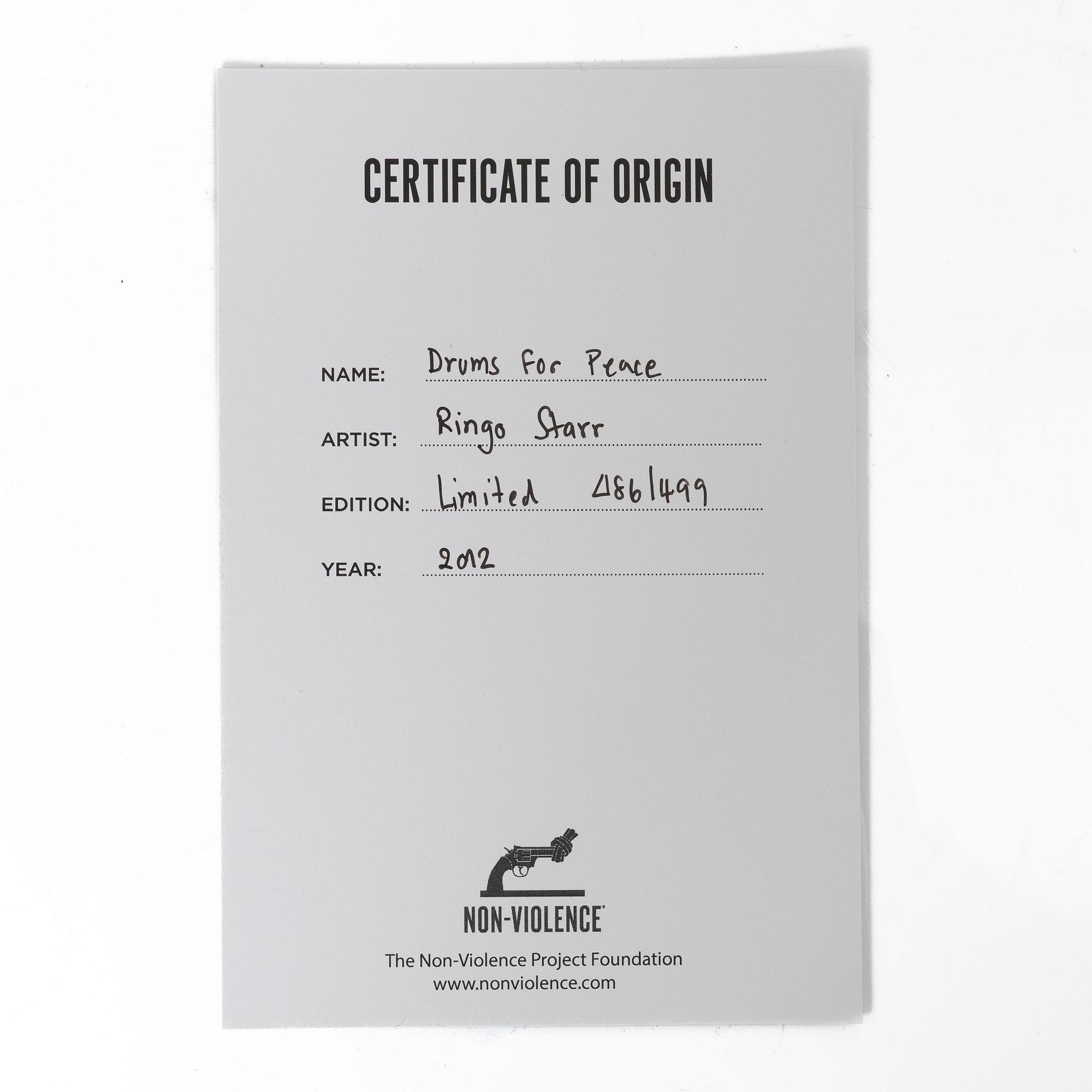 Non-Violence Art Project & Ringo Starr, 'Drums for Peace'.