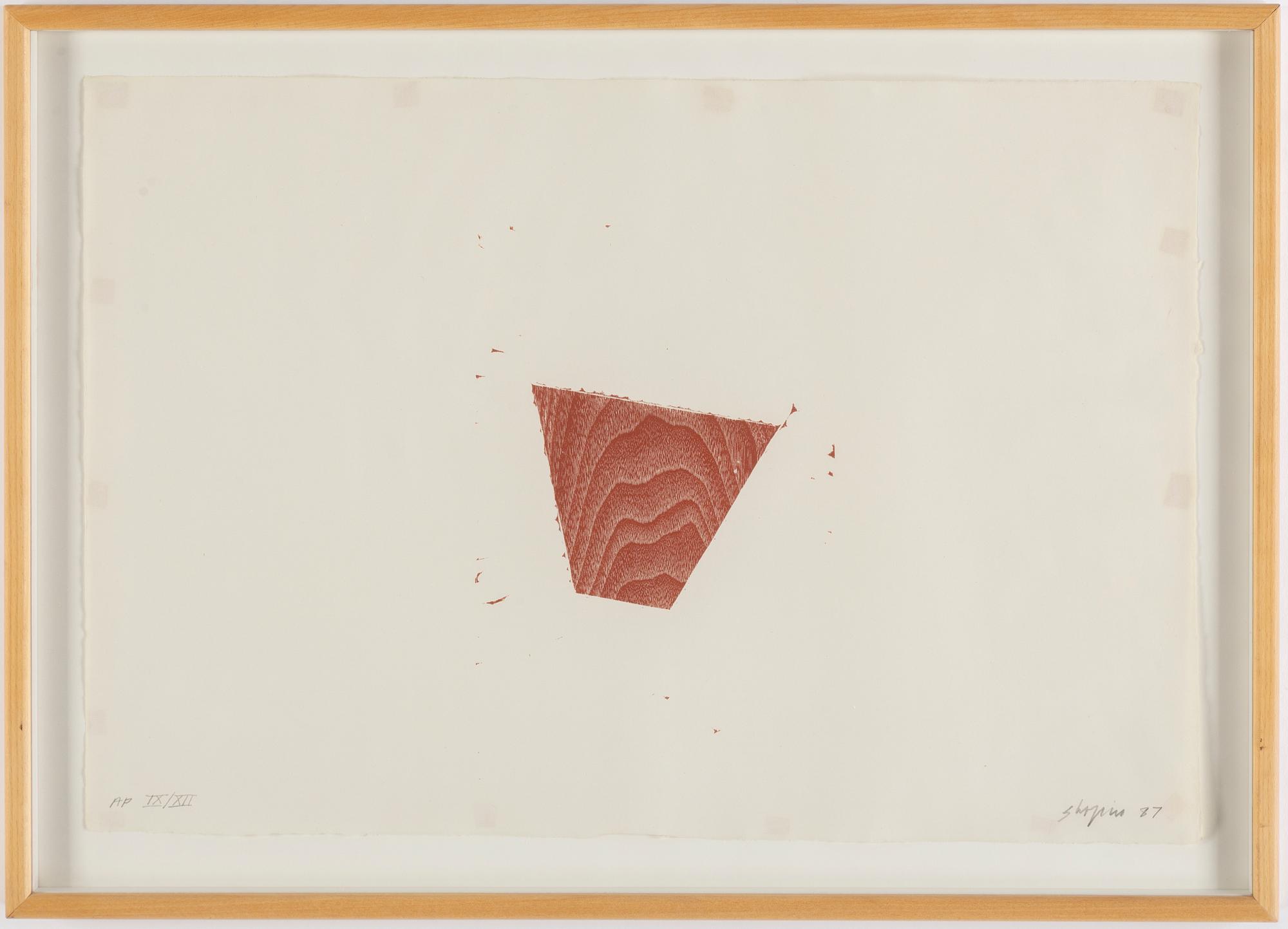 JOEL SHAPIRO, woodcut, 1987, signed in pencil and numbered AP IX/XII.