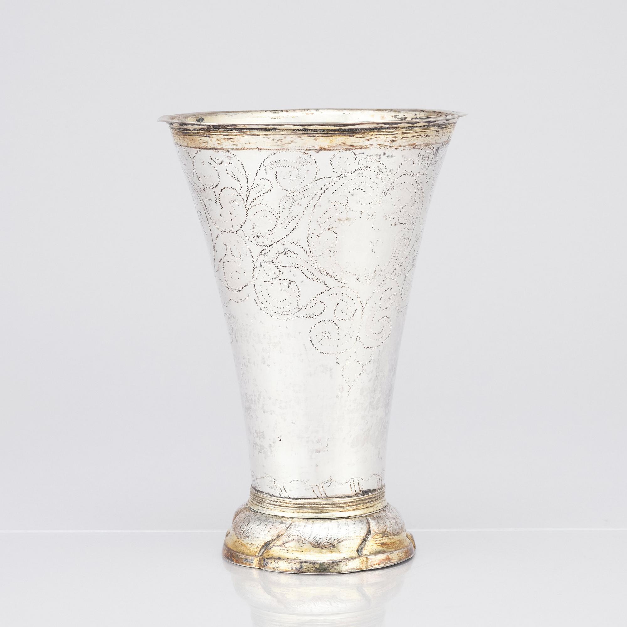 A Swedish 18 century parcel-gilt silver beaker, marks of Carl Fredrik Seseman, Arboga 1792.