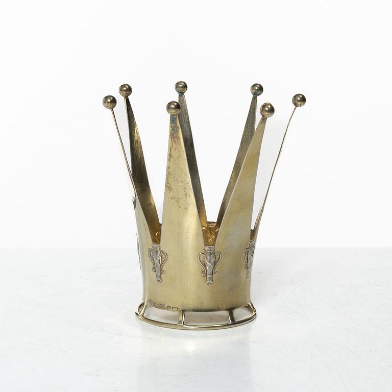 A parcel-gilt Swedish silver bridal crown, mark of Guldvaruaktiebolaget G. Dahlgren & Co AB, Malmö 1944.