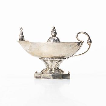 Jeweller Oscar Sjögren Ab, burner/oil lamp, silver, Gothenburg 1924.