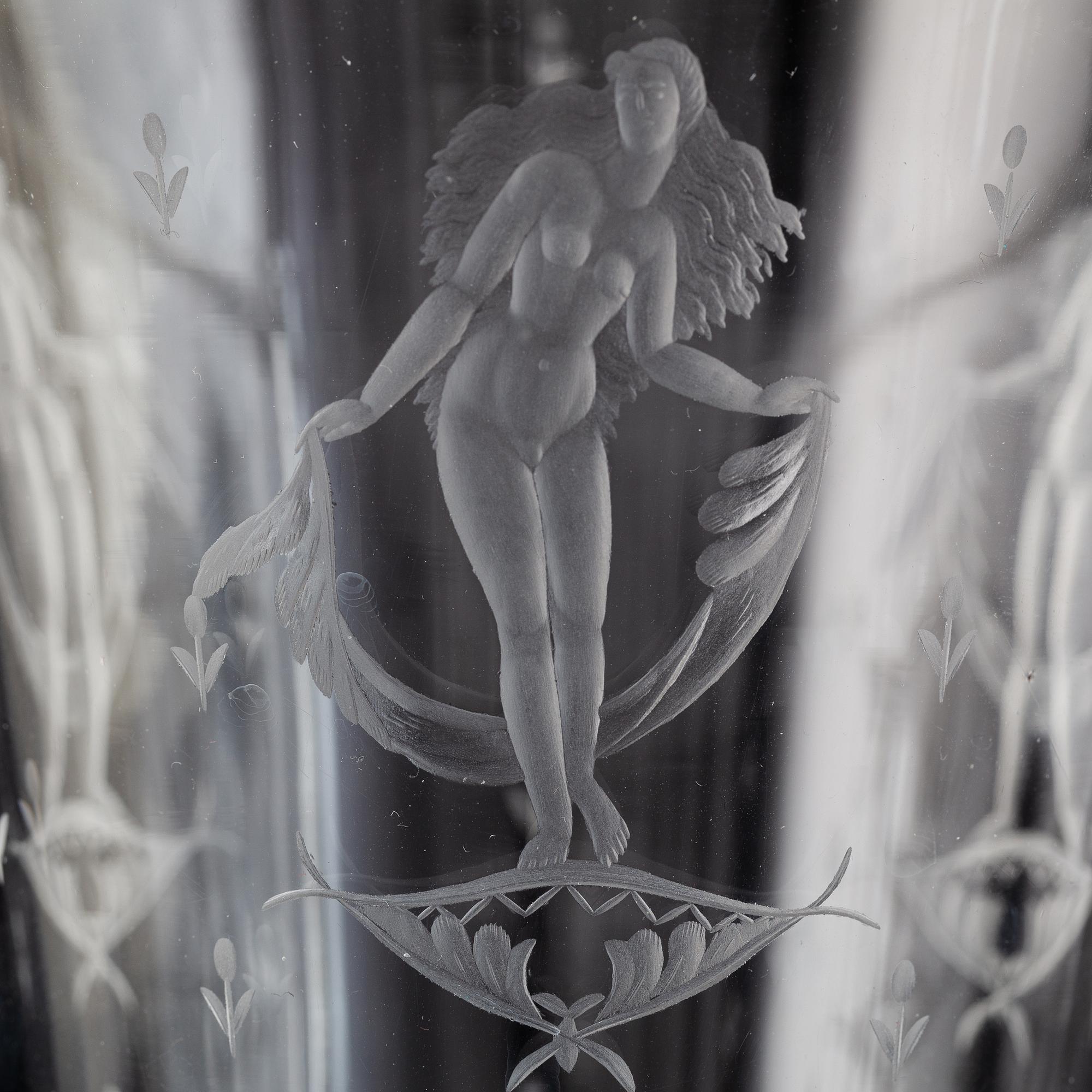 Simon Gate, glass goblet, signed and dated 1929.