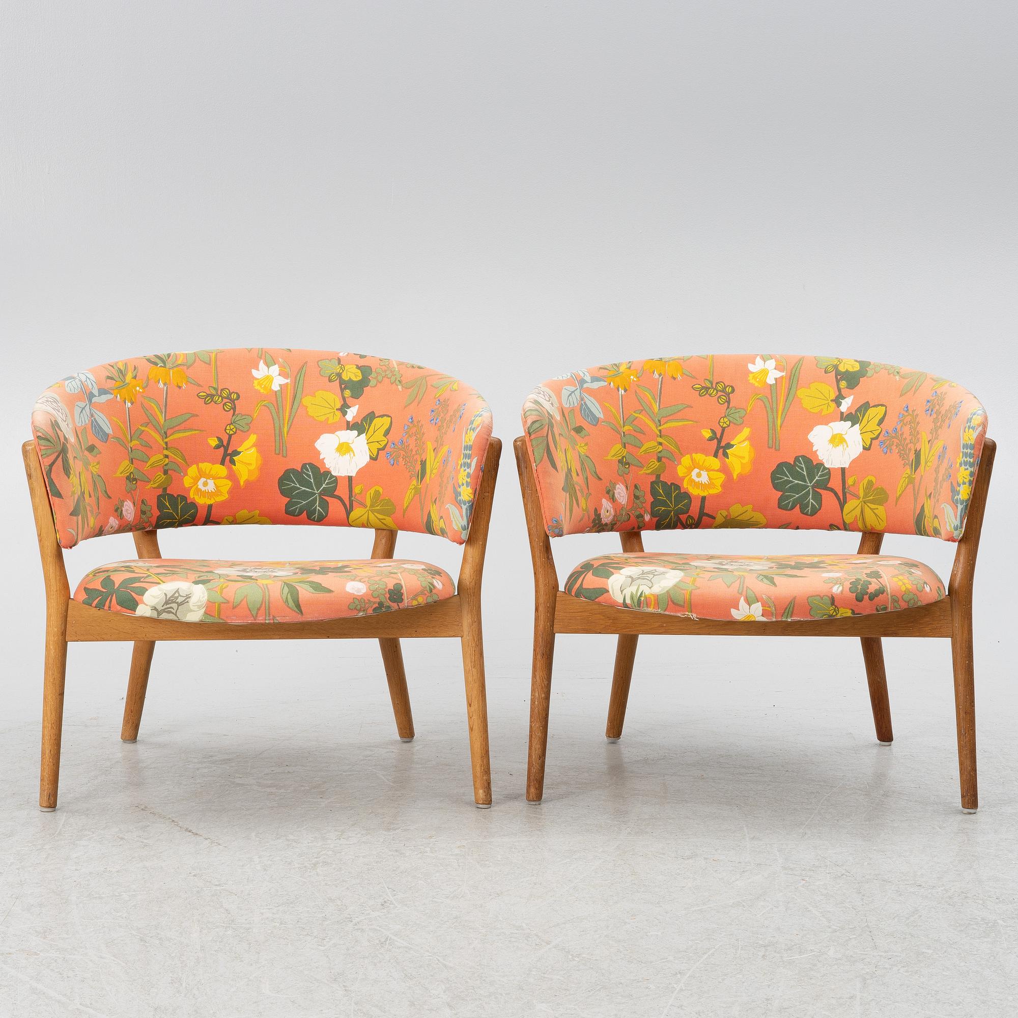 Jörgen & Nanna Ditzel, a pair of 'Kitani ND-01' armchairs, Willadsen, Vejen, Denmark, 1950s.