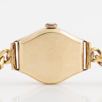 Glycine, wristwatch 14K gold, bracelet 18K gold, 21 mm.