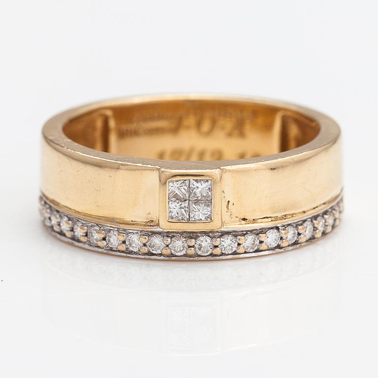Sormus, 18K kultaa, timantteja n. 0.32 ct yht.
