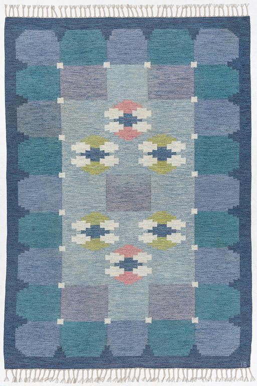 Ingegerd Silow, a carpet, 'Siljan', flat weave, c 280 x 195 cm, signed IS.