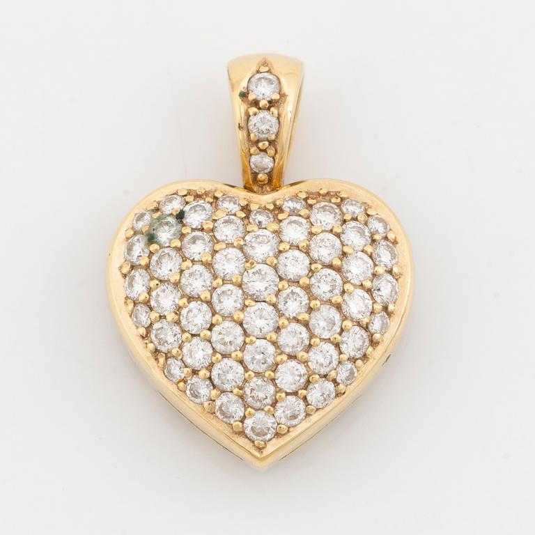 Hänge, guldhjärta med briljantslipade diamanter.