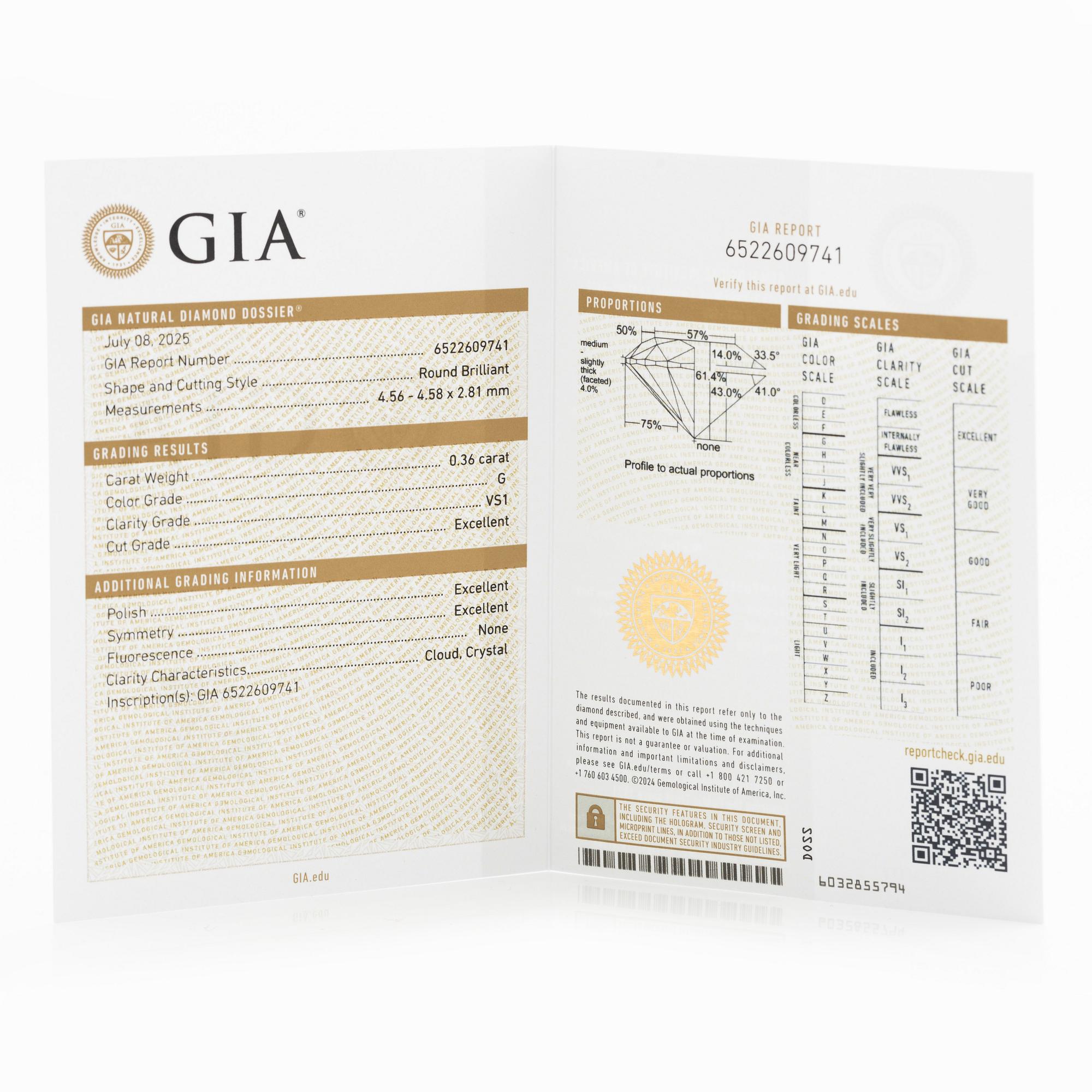 Örhängen 18K vitguld med briljantslipade diamanter, medföljande GIA dossier.