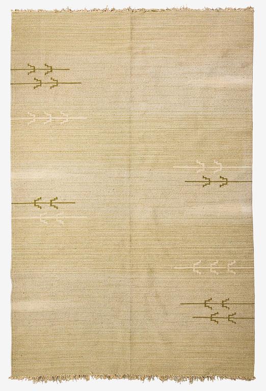 Greta Skogster-Lehtinen, a finnish flat weave carpet for Aaltosen Mattokutomo Kiikka Finland. C. 295 x 195 cm.