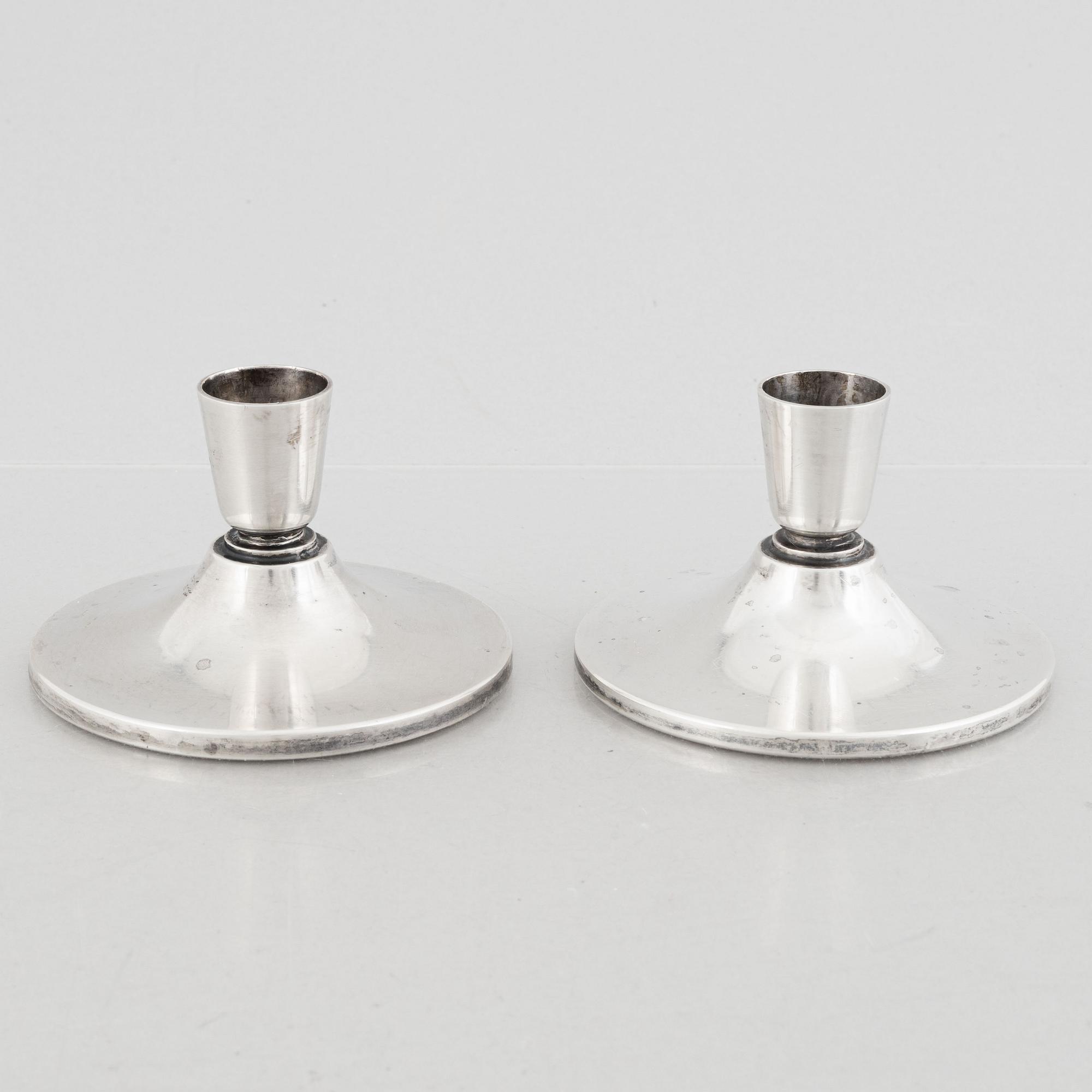 A pair of Swedish silver candlesticks, marks of Atelier Borgila, Stockholm 1963.
