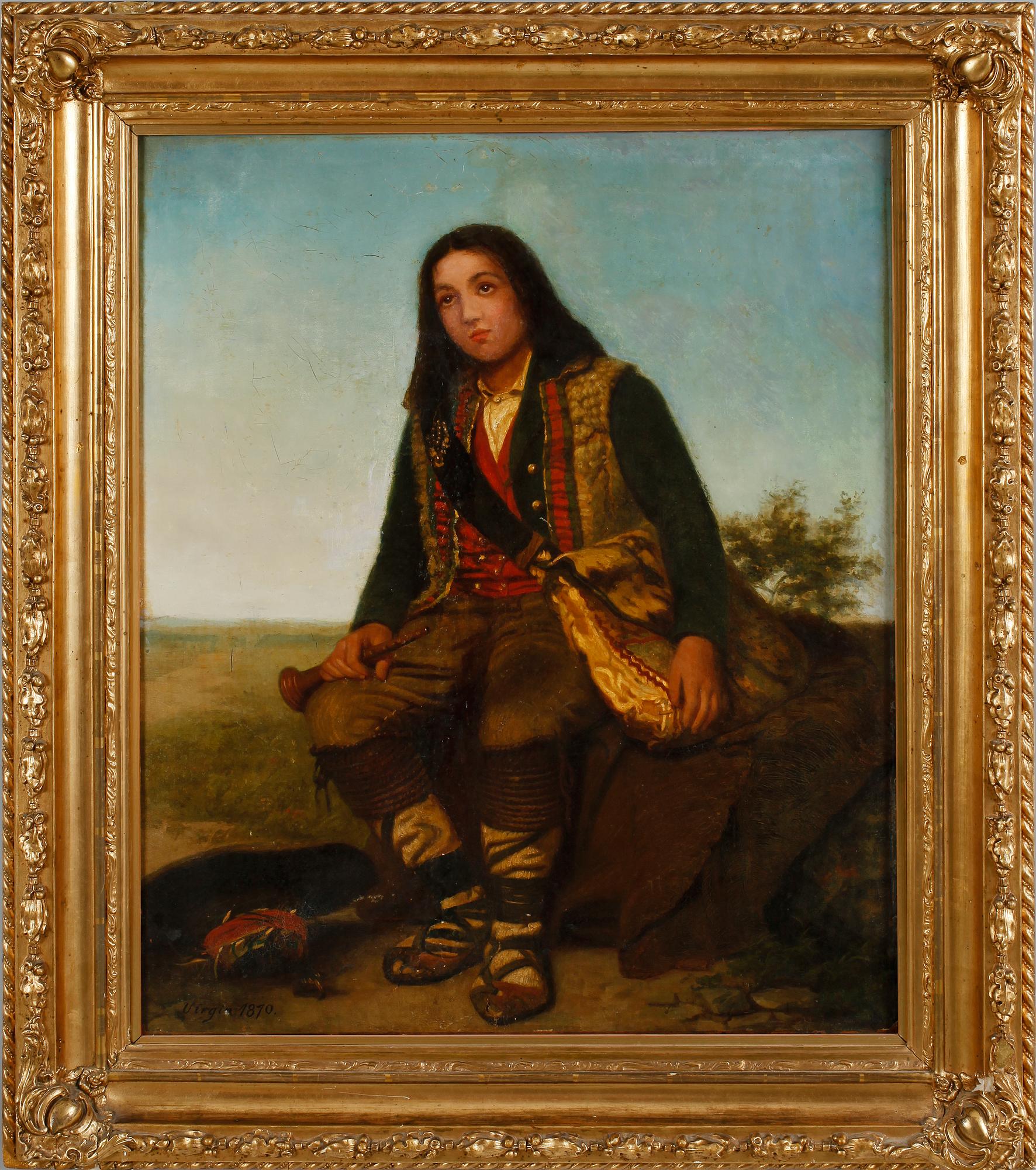 GOTTFRID VIRGIN, olja på duk, uppfodrad på pannå, sign och dat 1870.