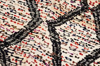 Sängtäcke,  s.k. sluns i trasväv, ca 180 x 127 cm, Hälsingland, 1800-tal.