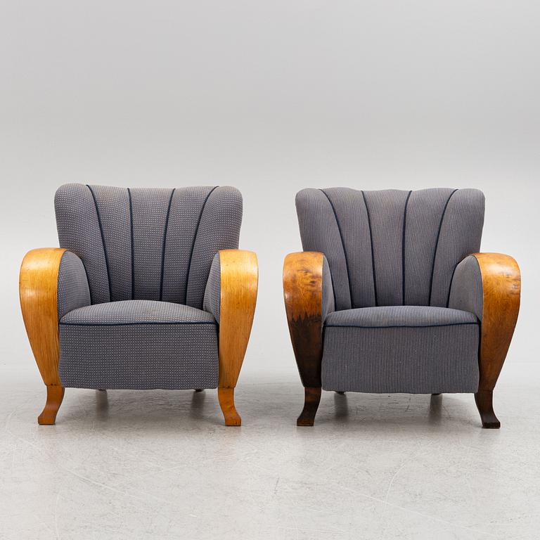 Easy chairs, a matched pair, first half of the 20th century.