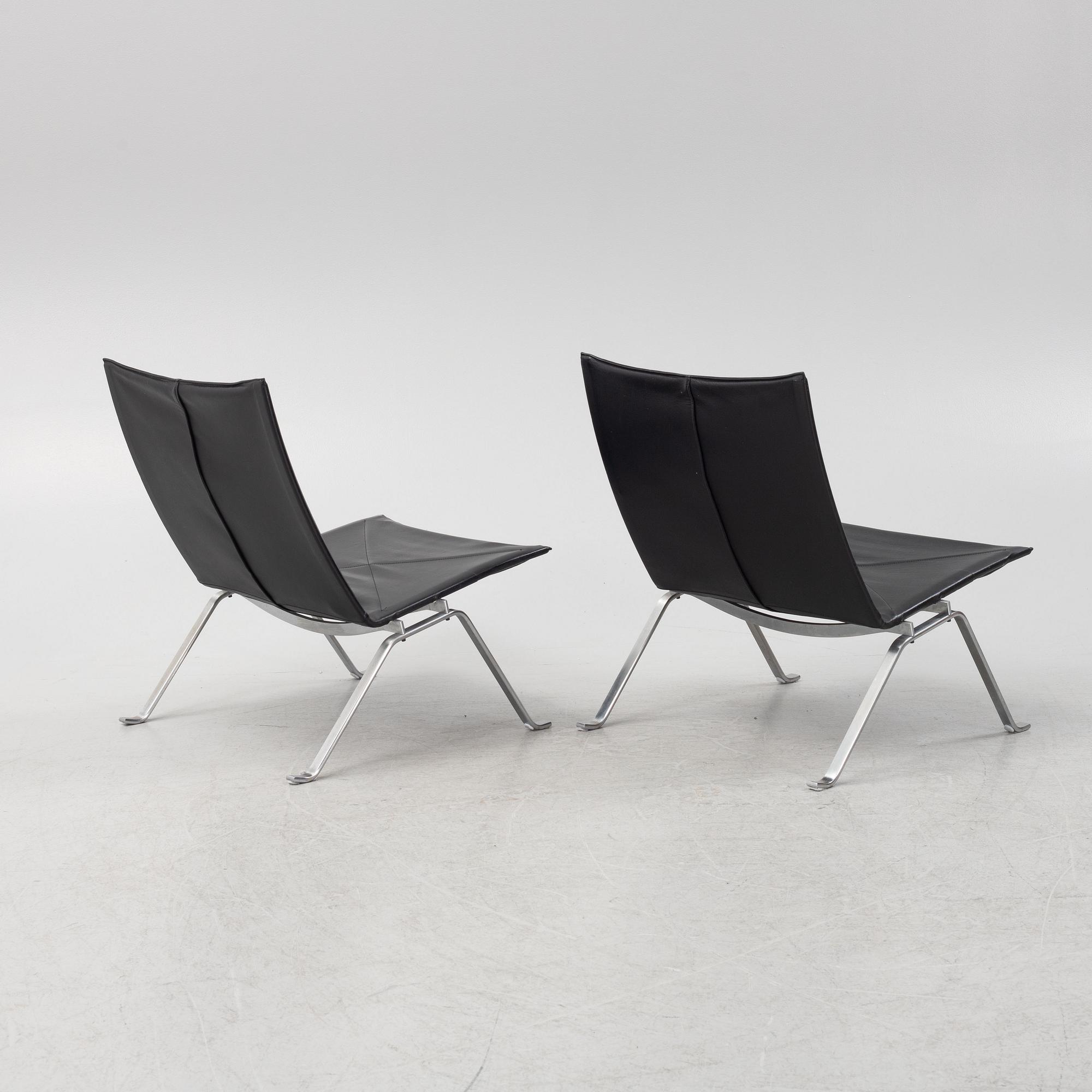 Poul Kjaerholm, fåtöljer, ett par, "PK22", Fritz Hansen, Danmark, 1987.