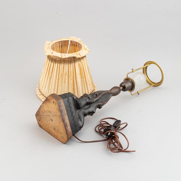 Halvar Frisendahl, a bronze table lamp, signed and dated 1919.