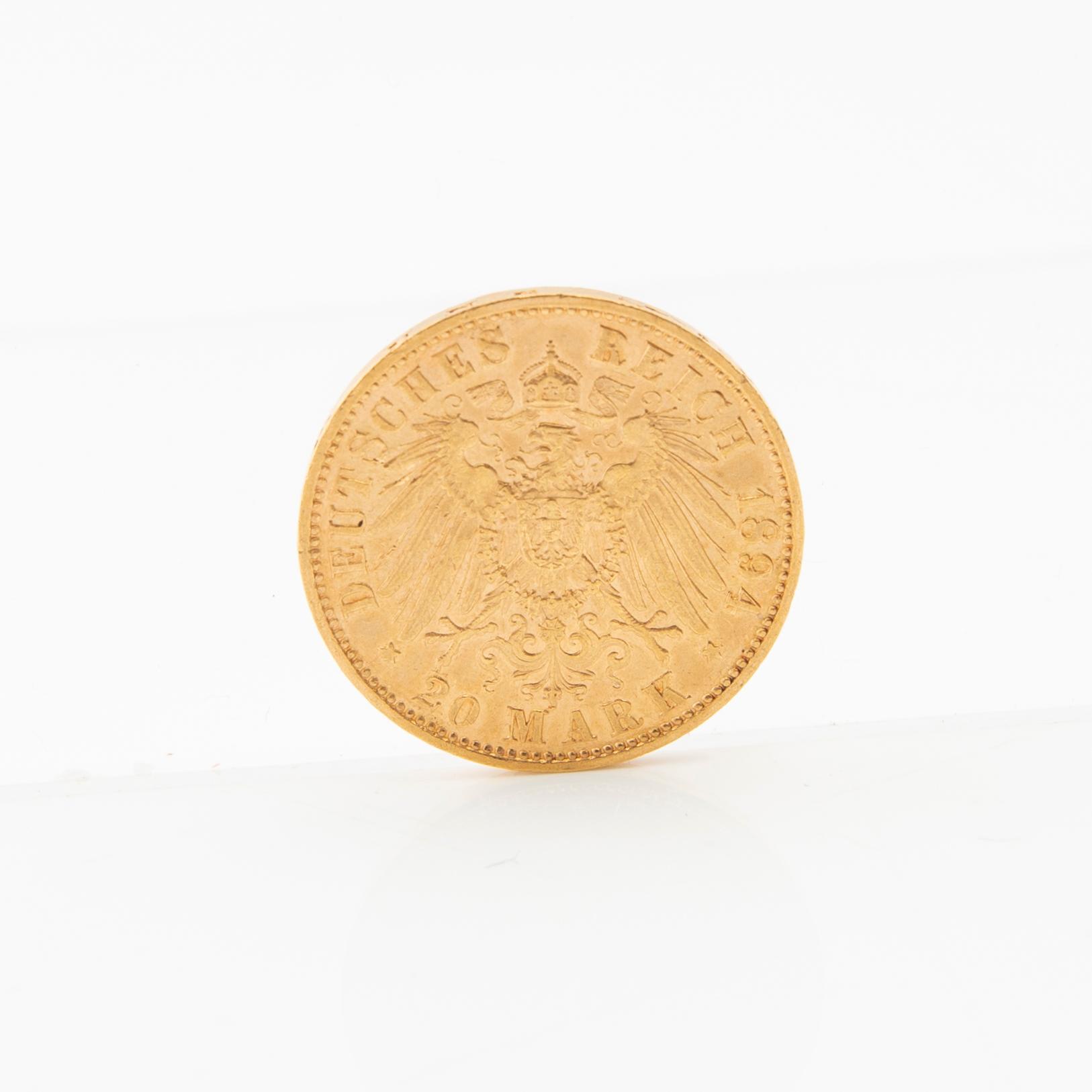 Gold coin 20 marks 1894 German Empire (Saxony) Albert.
