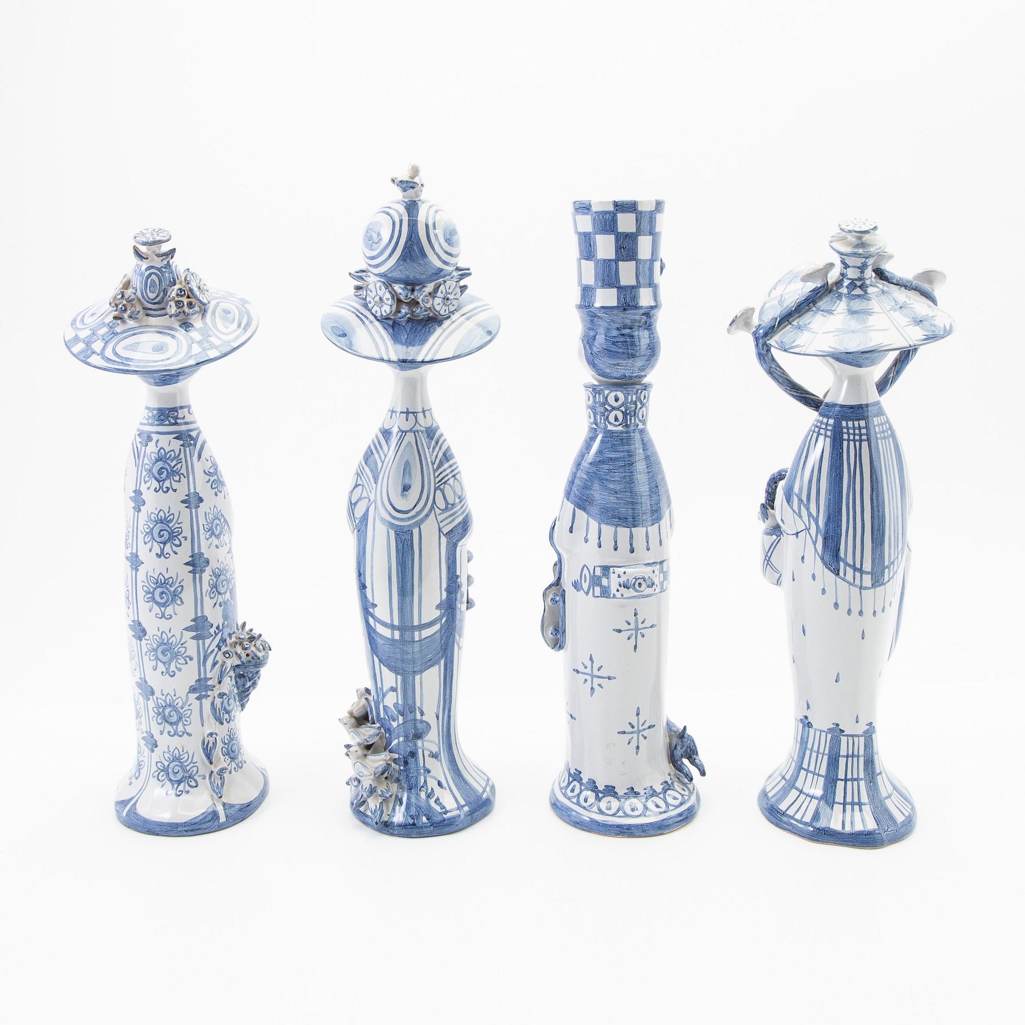 Björn Wiinblad, Figures, 4 pieces, "The Four Seasons", Denmark, 1987-88.