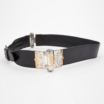 HERMÈS, a black leather belt, reportedly from the 1950s.