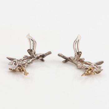 Silver leaf earrings, Etsuko Minowa,