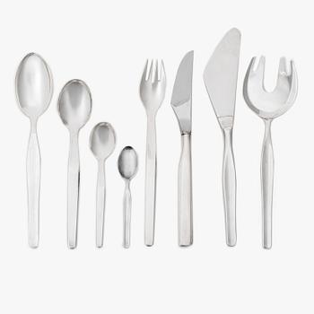 Tapio Wirkkala, A Finnish silver cutlery set, "Tapio", Kultakeskus Oy, Hämeenlinna, 1962-1990 (50 pieces).
