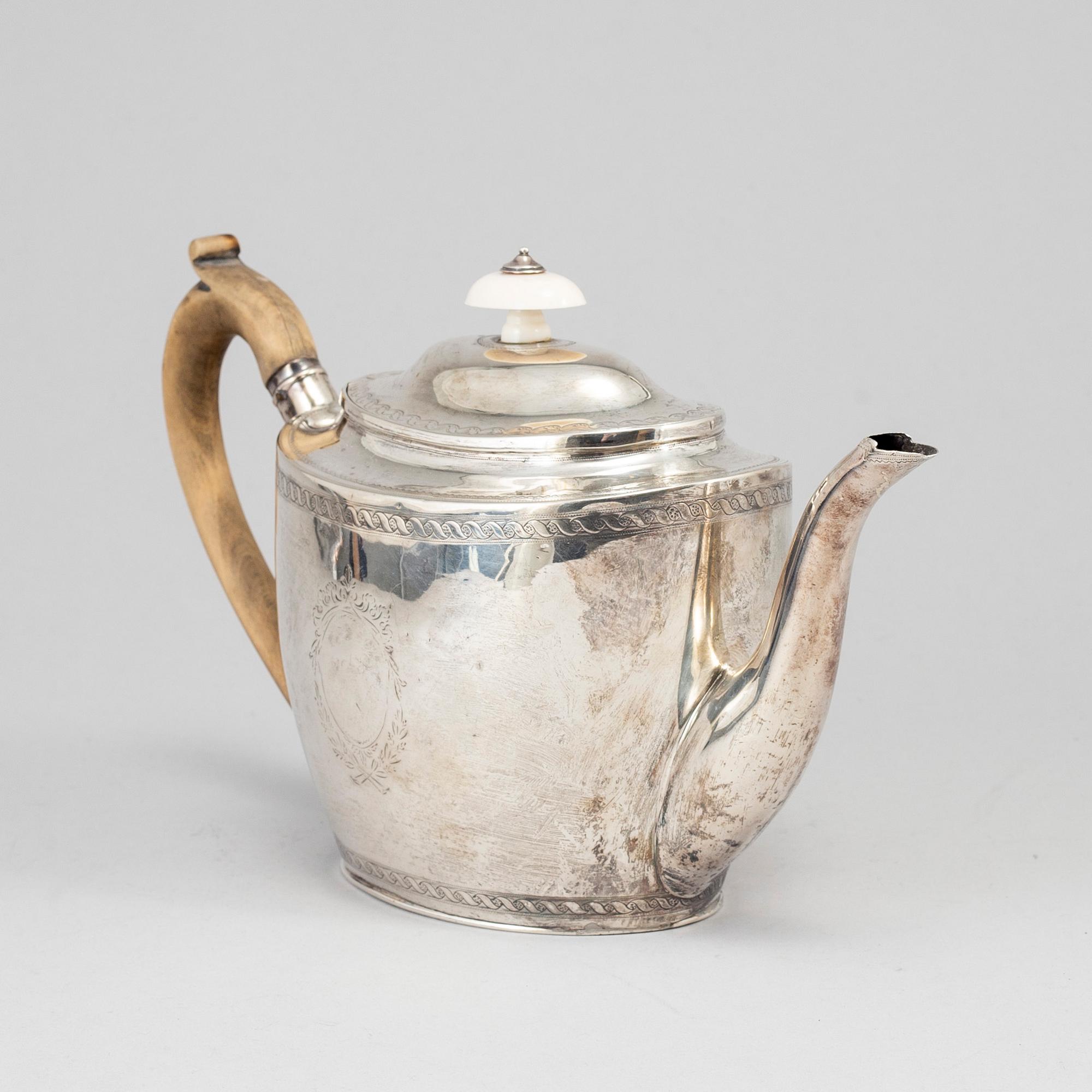 A Georgian silver teapot, London, England, 1799.