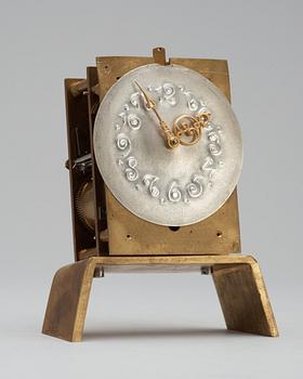 A RARE SILVER FABERGÉ CLOCK, Moscow 1908-1917. Imperial Warrant and scratched inventory no 17689.