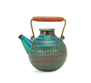 493. A Stig Lindberg stoneware teapot, Gustavsberg studio 1964.