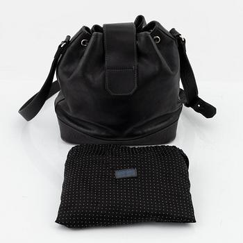 Kenzo, a black leather bucket bag.