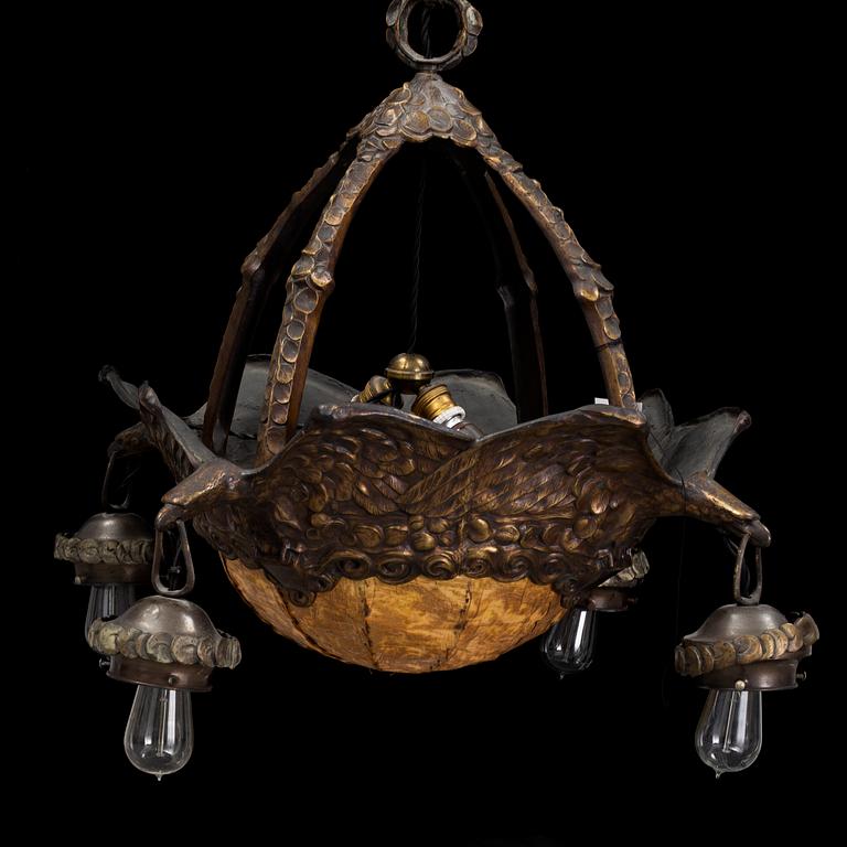 ALICE NORDIN, tillskriven, takarmatur, Böhlmarks Lampfabrik, 1910-20-tal, jugend.