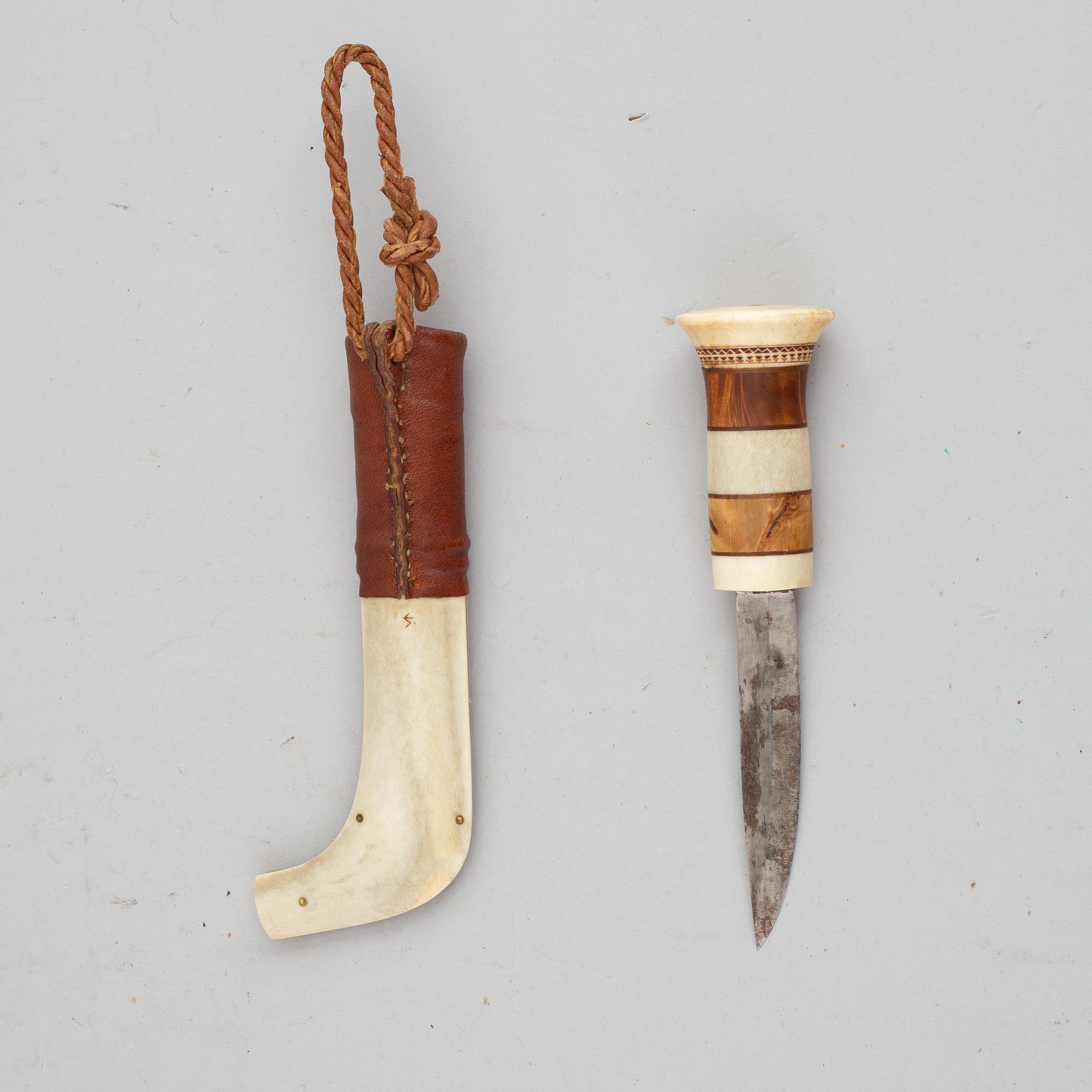 Sune Enoksson, a rendeer horn Sami knife, signed.