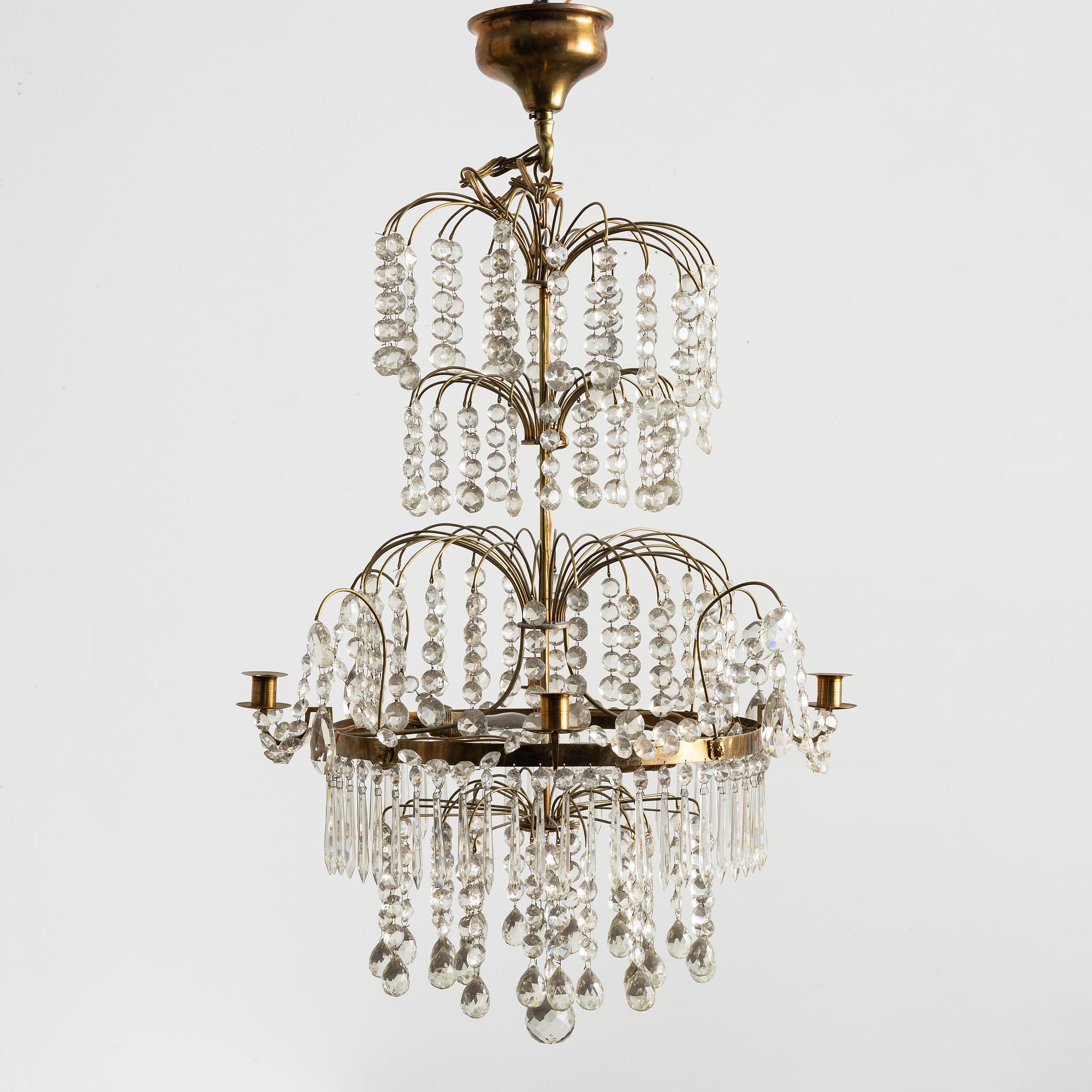 A four-light Gustavian-style chandelier, circa 1900.