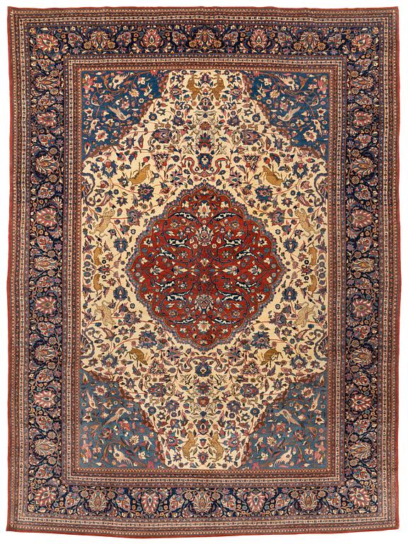 A semi-antique Kashan so called Dabir, c. 360 x 266 cm.