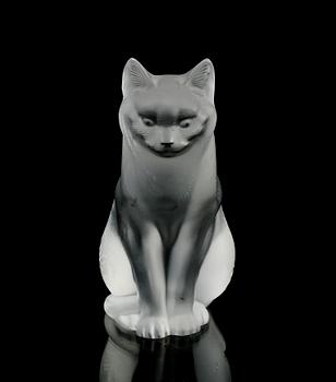 FIGURIN, glas, "Sitting cat", Lalique.